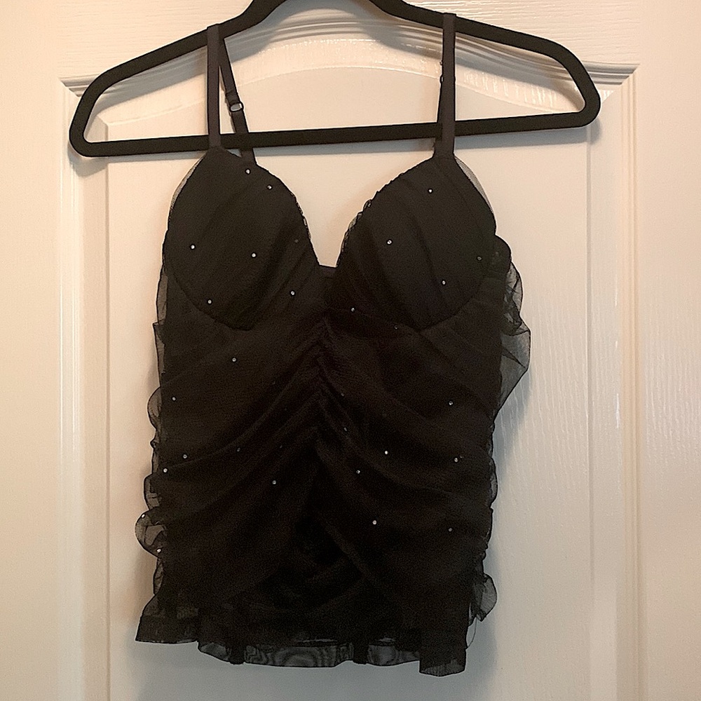 Black Embellished Sheer Cami Top - Women Intimates & Sleepwear